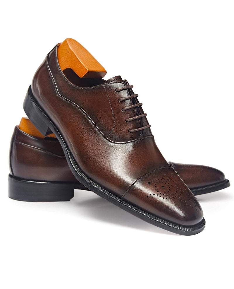 FRASOICUS Latest Model Men Dress Shoes Formal Oxford Office Genuine Leather Shoes Dark Brown - Image 3